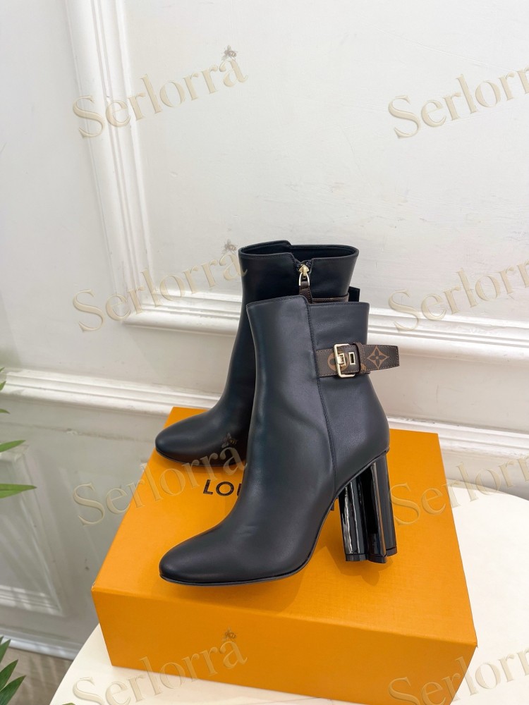 LOUIS VUITTON POINTED TOE HIGH‑HEEL MID‑CALF BOOTS