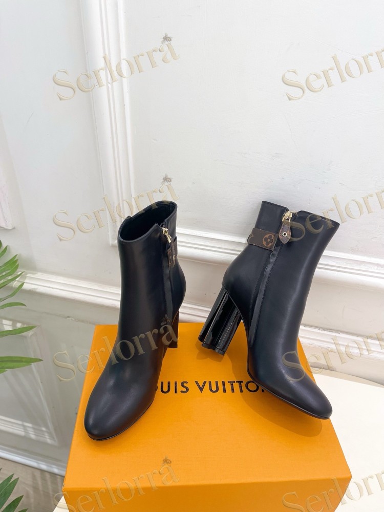 LOUIS VUITTON POINTED TOE HIGH‑HEEL MID‑CALF BOOTS