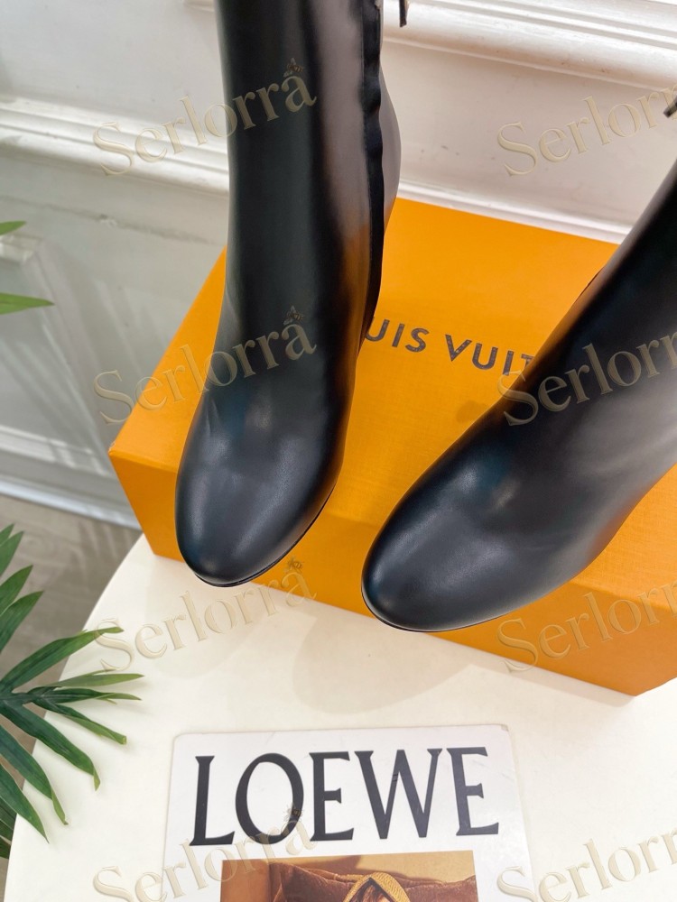LOUIS VUITTON POINTED TOE HIGH‑HEEL MID‑CALF BOOTS