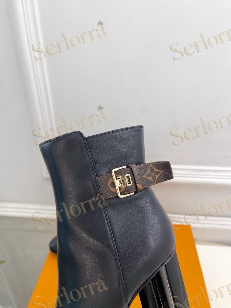 LOUIS VUITTON POINTED TOE HIGH‑HEEL MID‑CALF BOOTS