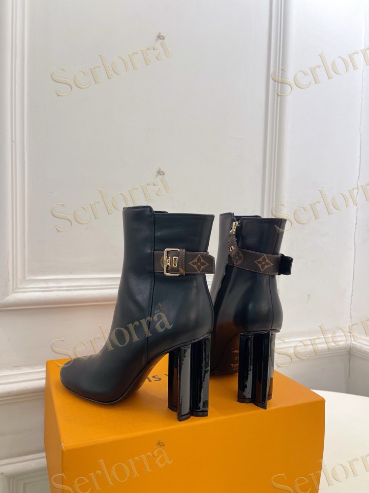 LOUIS VUITTON POINTED TOE HIGH‑HEEL MID‑CALF BOOTS
