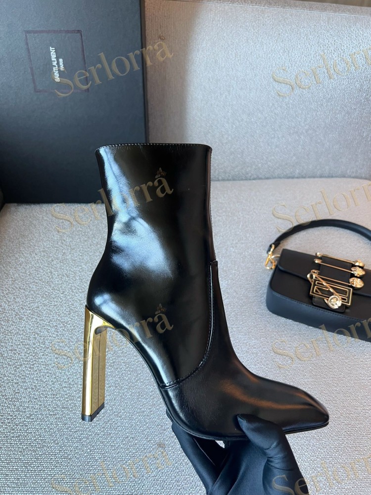 SAINT LAURENT METAL BLOCK HEEL ANKLE BOOTS