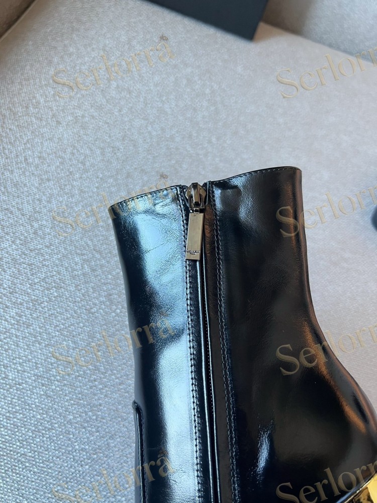 SAINT LAURENT METAL BLOCK HEEL ANKLE BOOTS