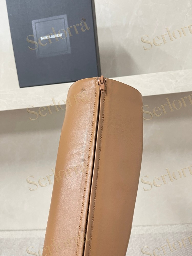SAINT LAURENT FRANCOISE 95 LEATHER KNEE-HIGH BOOTS