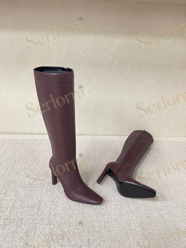 SAINT LAURENT FRANCOISE 95 LEATHER KNEE-HIGH BOOTS