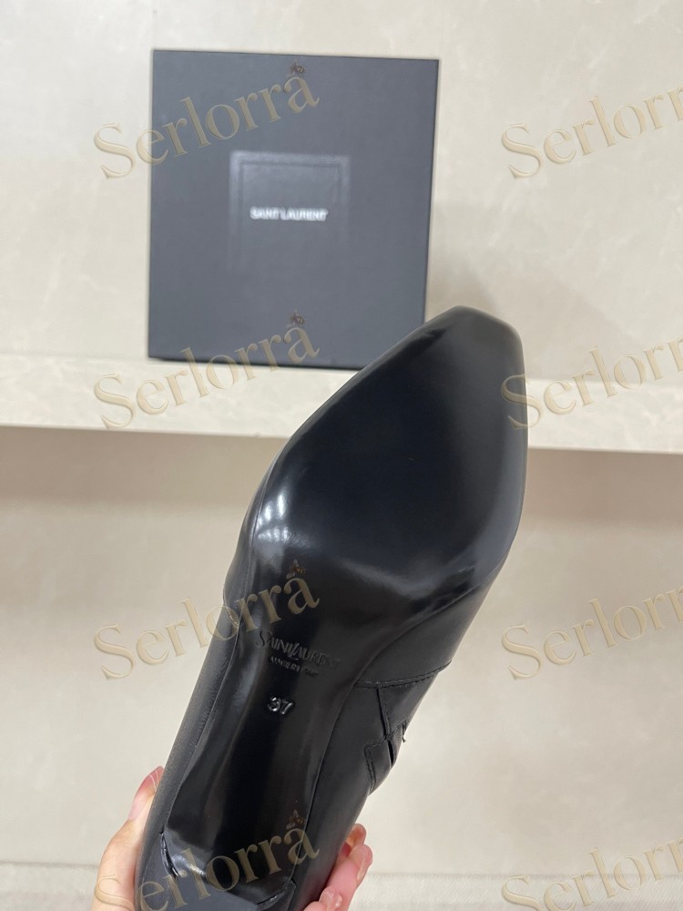 SAINT LAURENT FRANCOISE 95 LEATHER KNEE-HIGH BOOTS