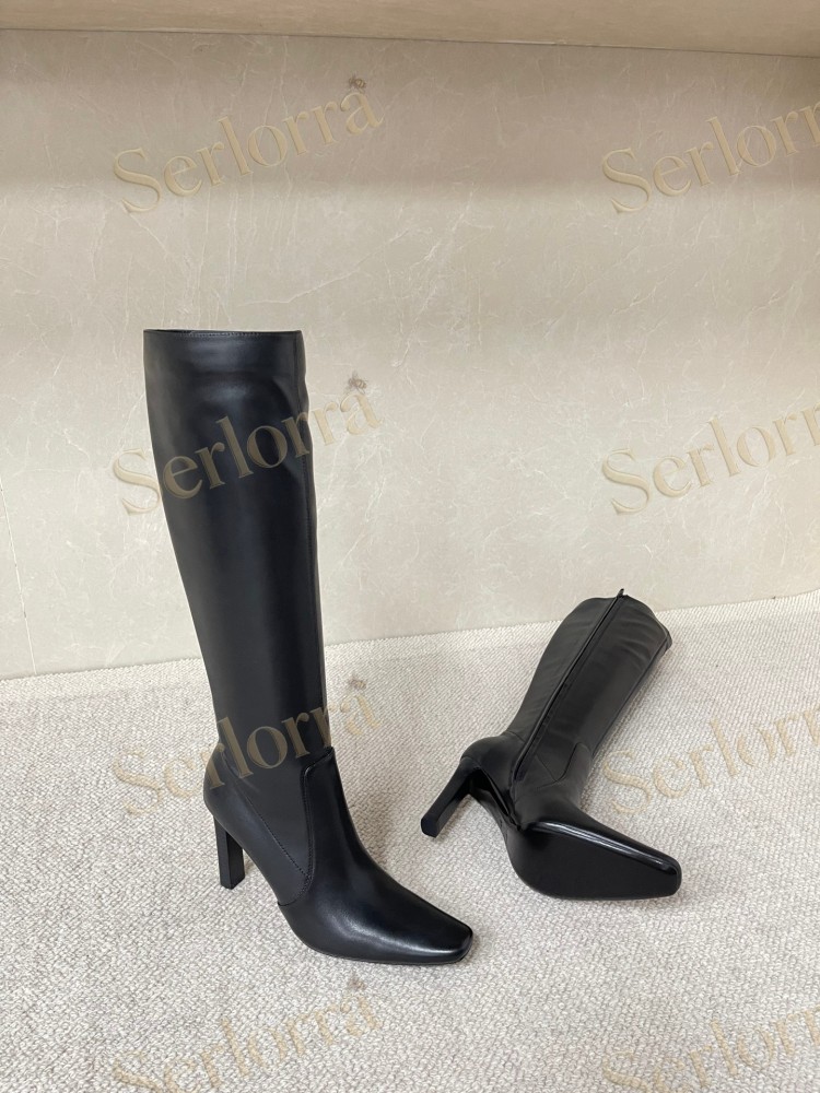 SAINT LAURENT FRANCOISE 95 LEATHER KNEE-HIGH BOOTS
