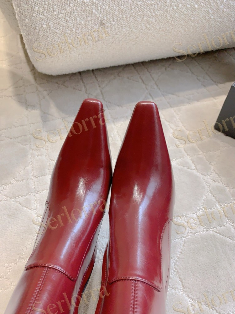 SAINT LAURENT FRANCOISE 95 LEATHER KNEE-HIGH BOOTS