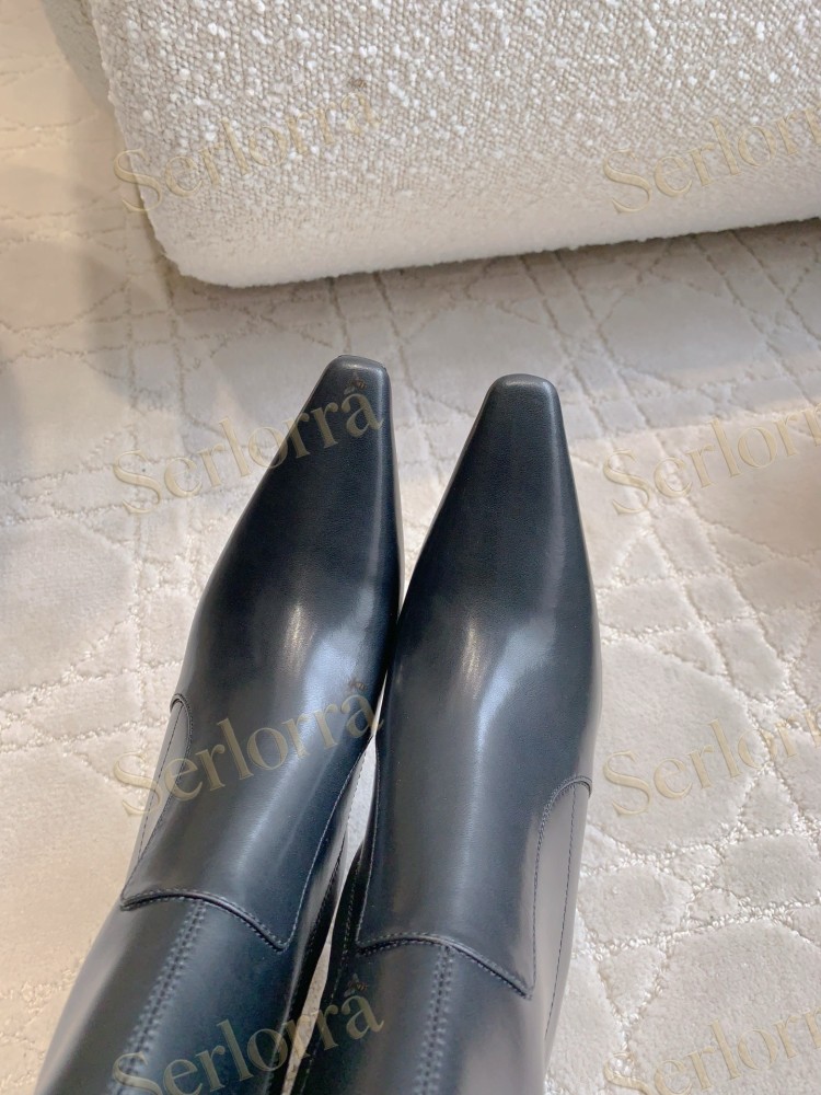 SAINT LAURENT FRANCOISE 95 LEATHER KNEE-HIGH BOOTS