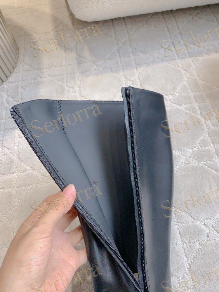 SAINT LAURENT FRANCOISE 95 LEATHER KNEE-HIGH BOOTS