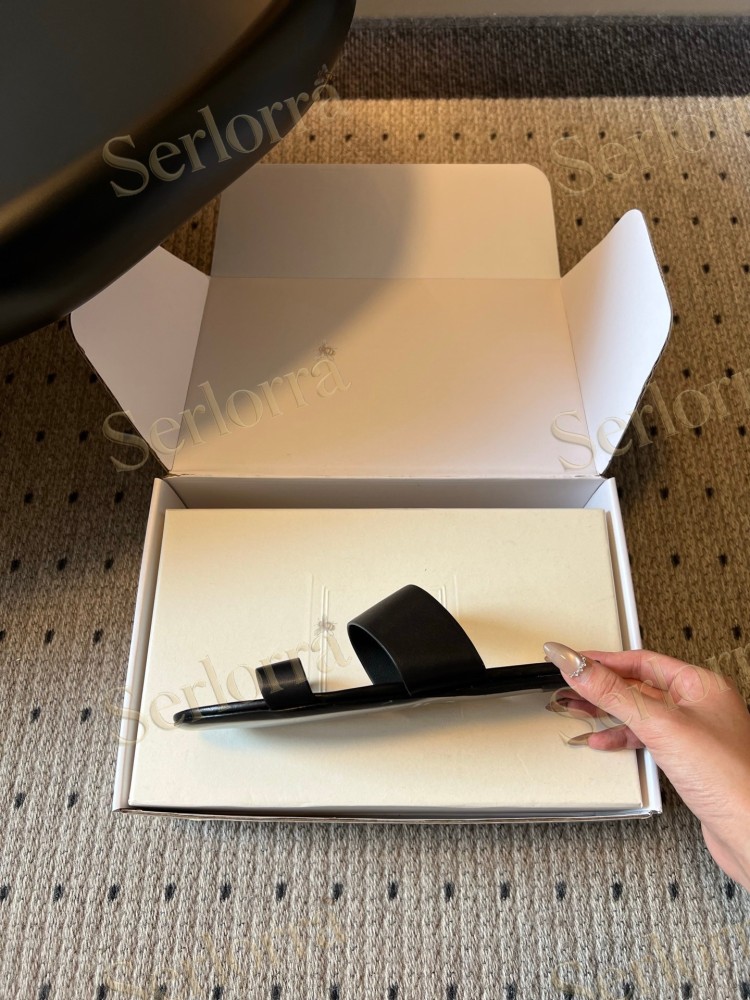 SAINT LAURENT BABYLONE LEATHER SLIDE SANDALS