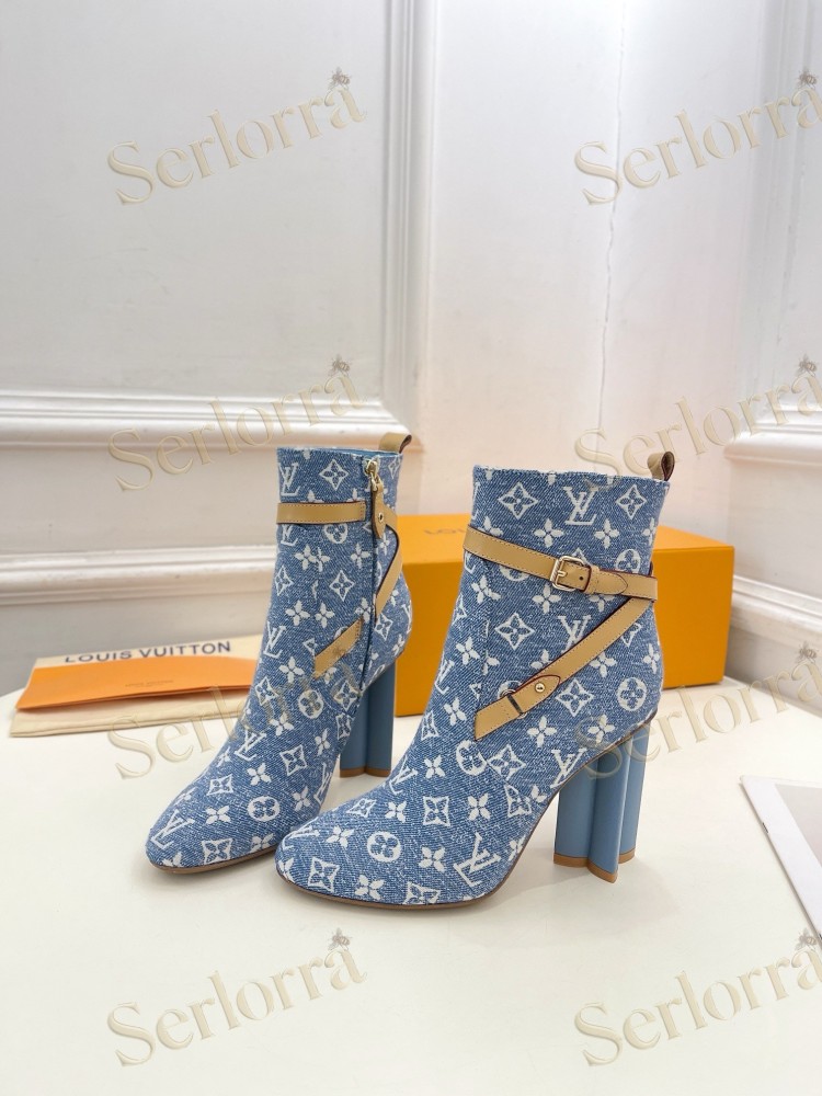 LOUIS VUITTON SILHOUETTE DENIM ANKLE BOOTS