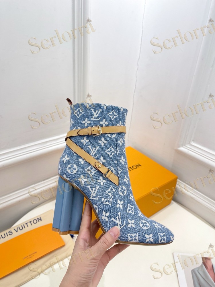 LOUIS VUITTON SILHOUETTE DENIM ANKLE BOOTS