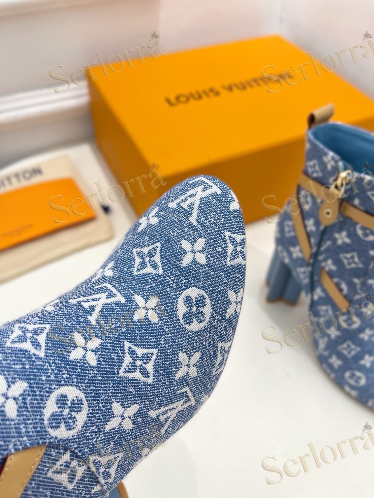 LOUIS VUITTON SILHOUETTE DENIM ANKLE BOOTS