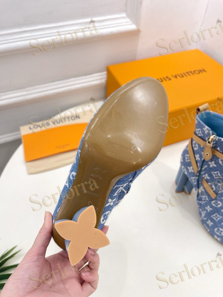 LOUIS VUITTON SILHOUETTE DENIM ANKLE BOOTS