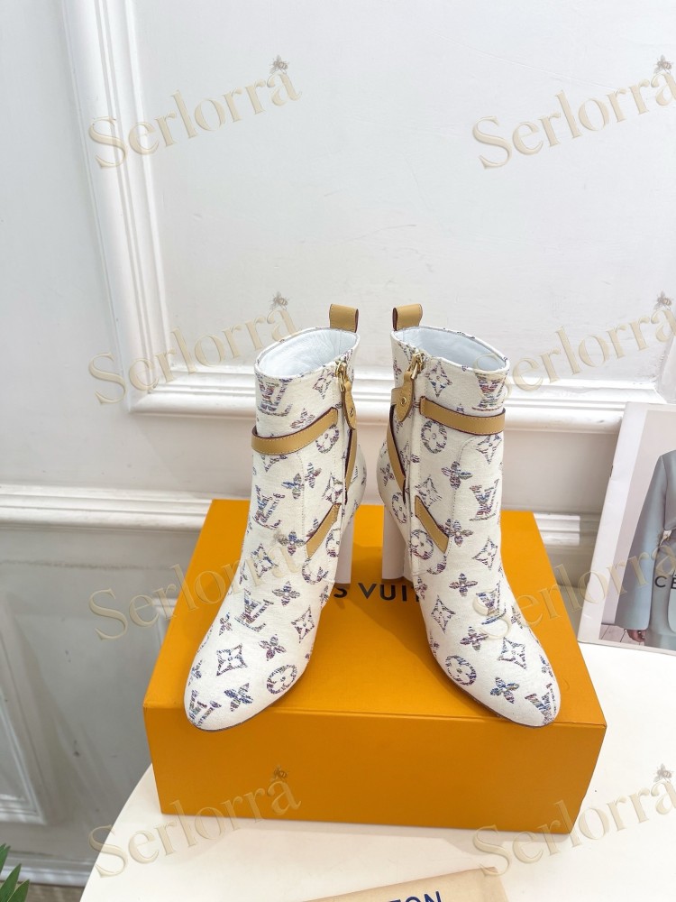 LOUIS VUITTON SILHOUETTE DENIM ANKLE BOOTS