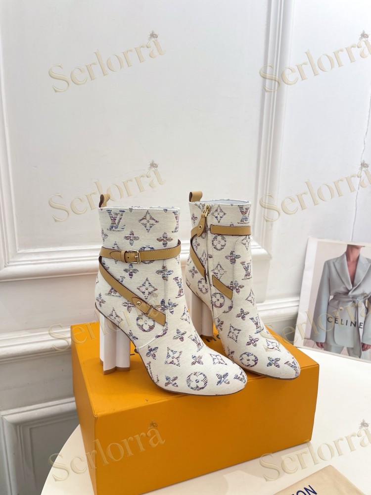 LOUIS VUITTON SILHOUETTE DENIM ANKLE BOOTS