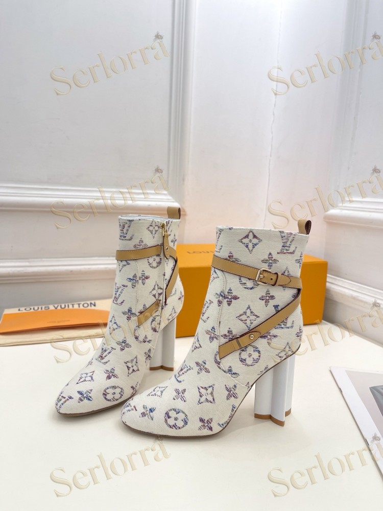 LOUIS VUITTON SILHOUETTE DENIM ANKLE BOOTS