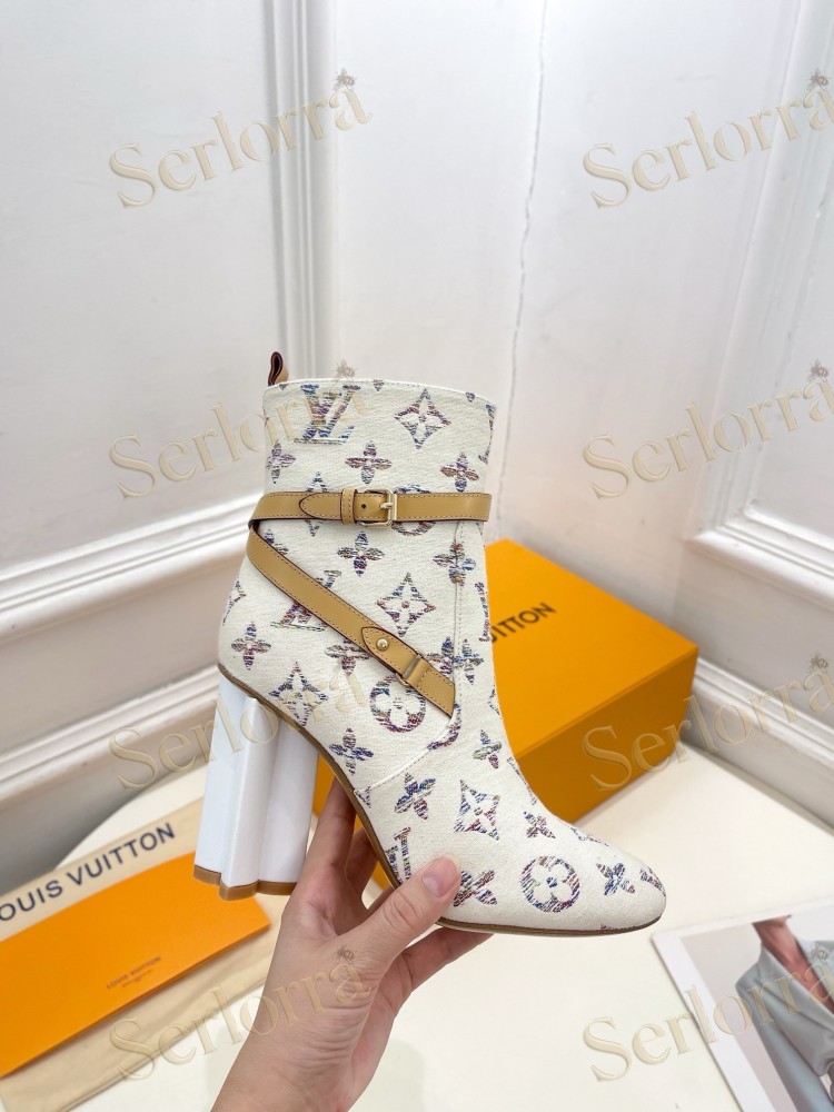 LOUIS VUITTON SILHOUETTE DENIM ANKLE BOOTS
