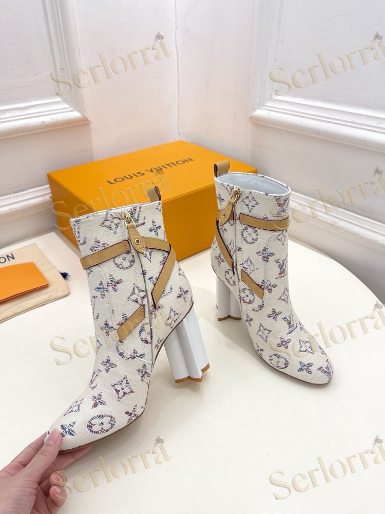 LOUIS VUITTON SILHOUETTE DENIM ANKLE BOOTS