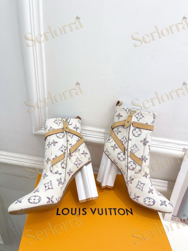 LOUIS VUITTON SILHOUETTE DENIM ANKLE BOOTS