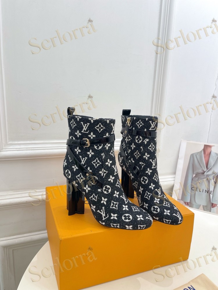 LOUIS VUITTON SILHOUETTE DENIM ANKLE BOOTS