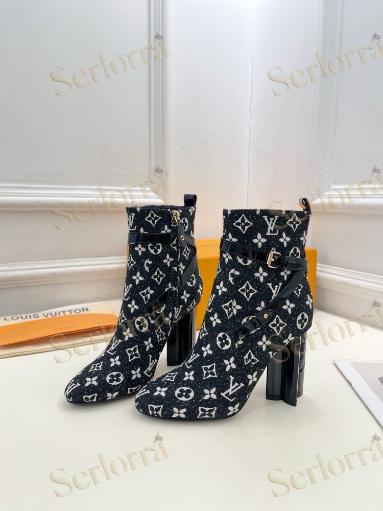 LOUIS VUITTON SILHOUETTE DENIM ANKLE BOOTS