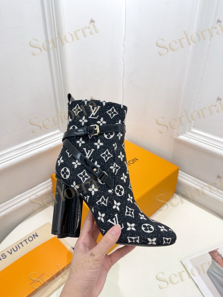 LOUIS VUITTON SILHOUETTE DENIM ANKLE BOOTS