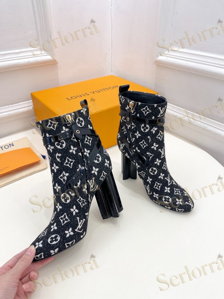 LOUIS VUITTON SILHOUETTE DENIM ANKLE BOOTS