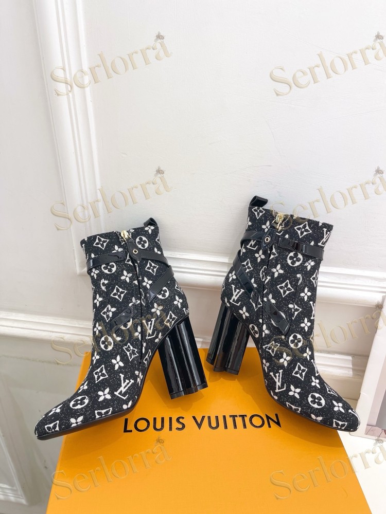 LOUIS VUITTON SILHOUETTE DENIM ANKLE BOOTS