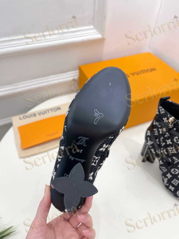 LOUIS VUITTON SILHOUETTE DENIM ANKLE BOOTS