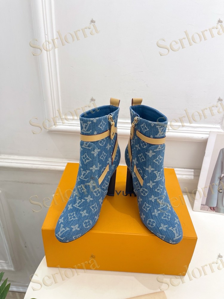 LOUIS VUITTON SILHOUETTE DENIM ANKLE BOOTS