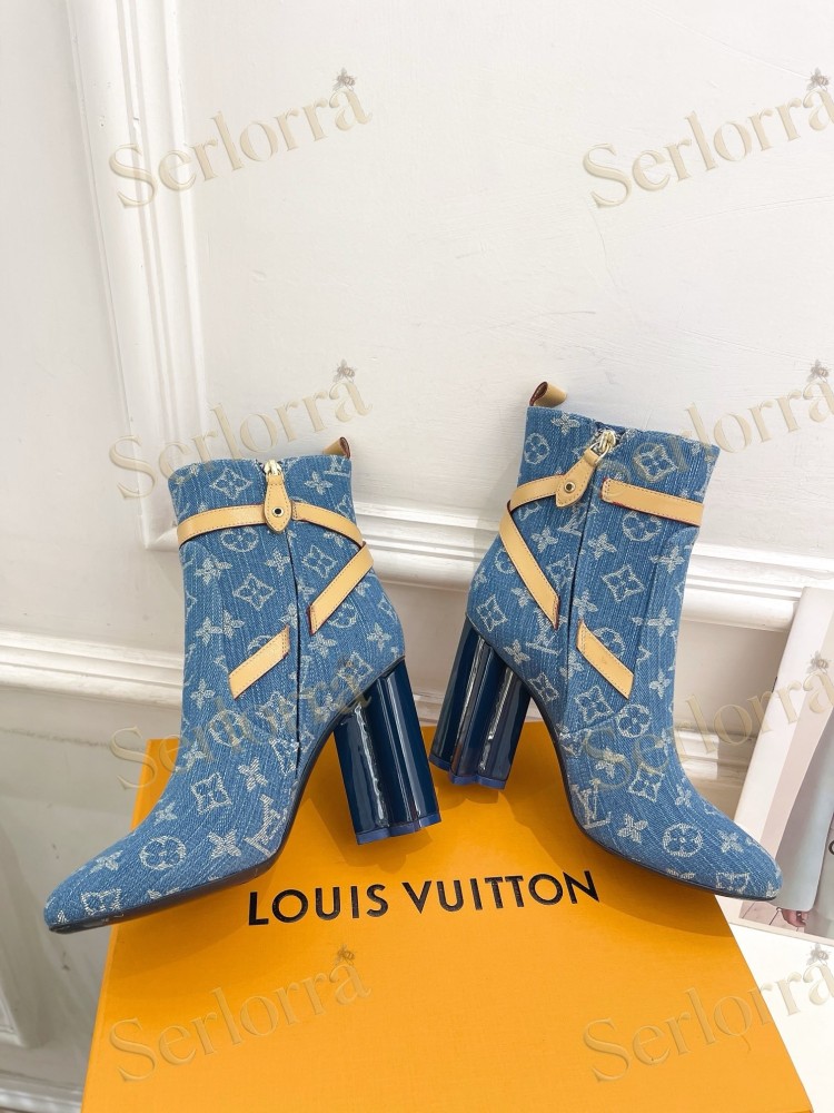 LOUIS VUITTON SILHOUETTE DENIM ANKLE BOOTS