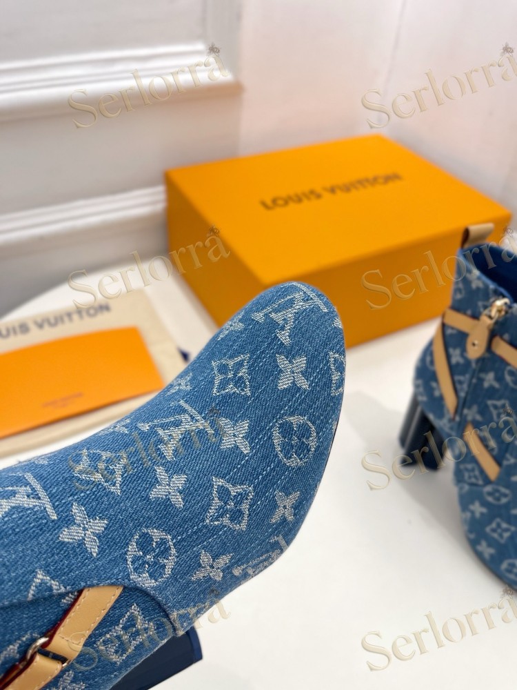 LOUIS VUITTON SILHOUETTE DENIM ANKLE BOOTS