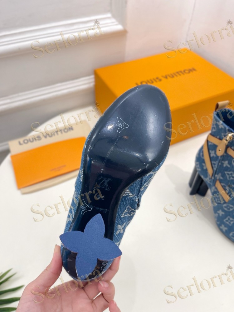 LOUIS VUITTON SILHOUETTE DENIM ANKLE BOOTS