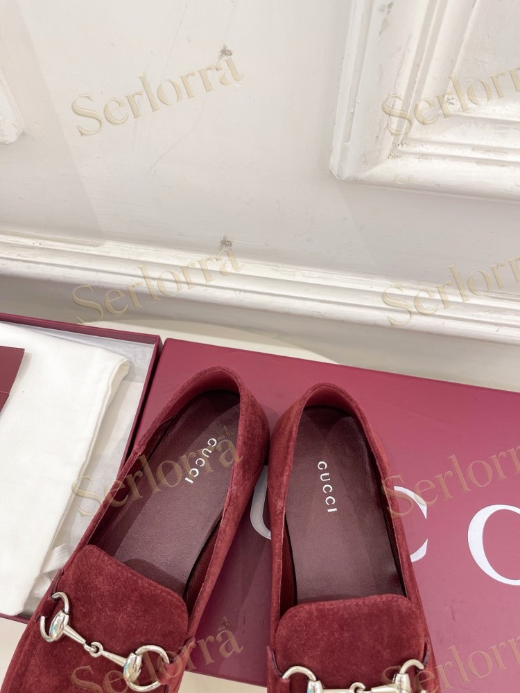 GUCCI JORDAAN HORSEBIT SUEDE LEATHER FLAT LOAFERS