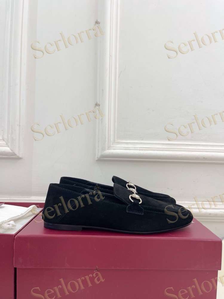 GUCCI JORDAAN HORSEBIT SUEDE LEATHER FLAT LOAFERS