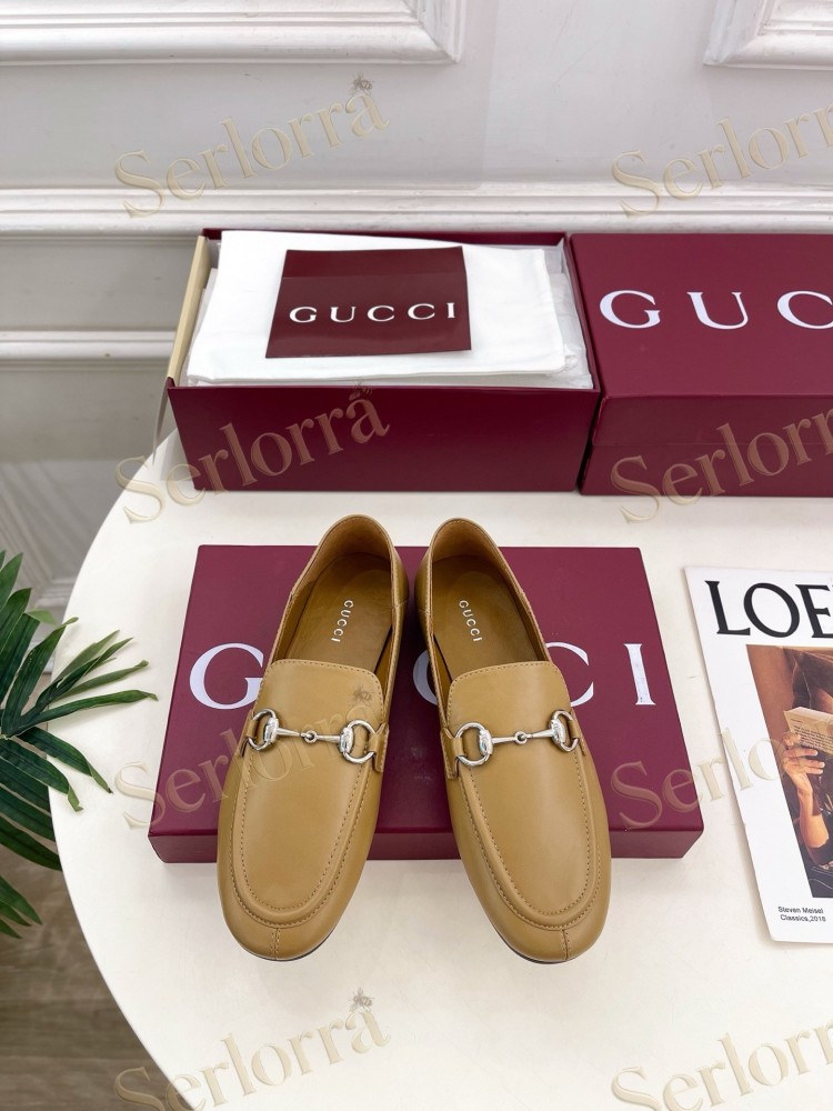 GUCCI JORDAAN HORSEBIT SMOOTH LEATHER FLAT LOAFERS