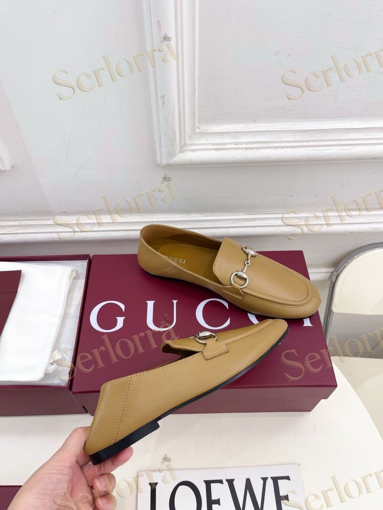 GUCCI JORDAAN HORSEBIT SMOOTH LEATHER FLAT LOAFERS