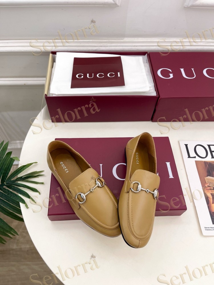 GUCCI JORDAAN HORSEBIT SMOOTH LEATHER FLAT LOAFERS
