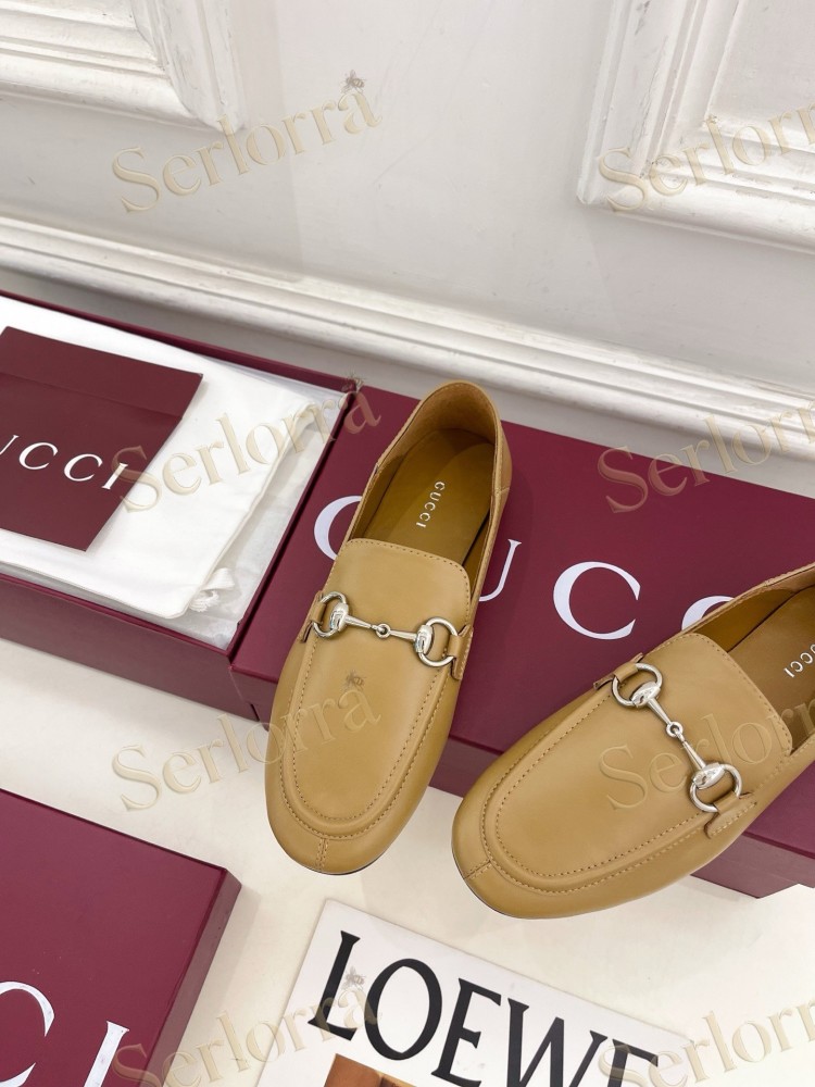 GUCCI JORDAAN HORSEBIT SMOOTH LEATHER FLAT LOAFERS