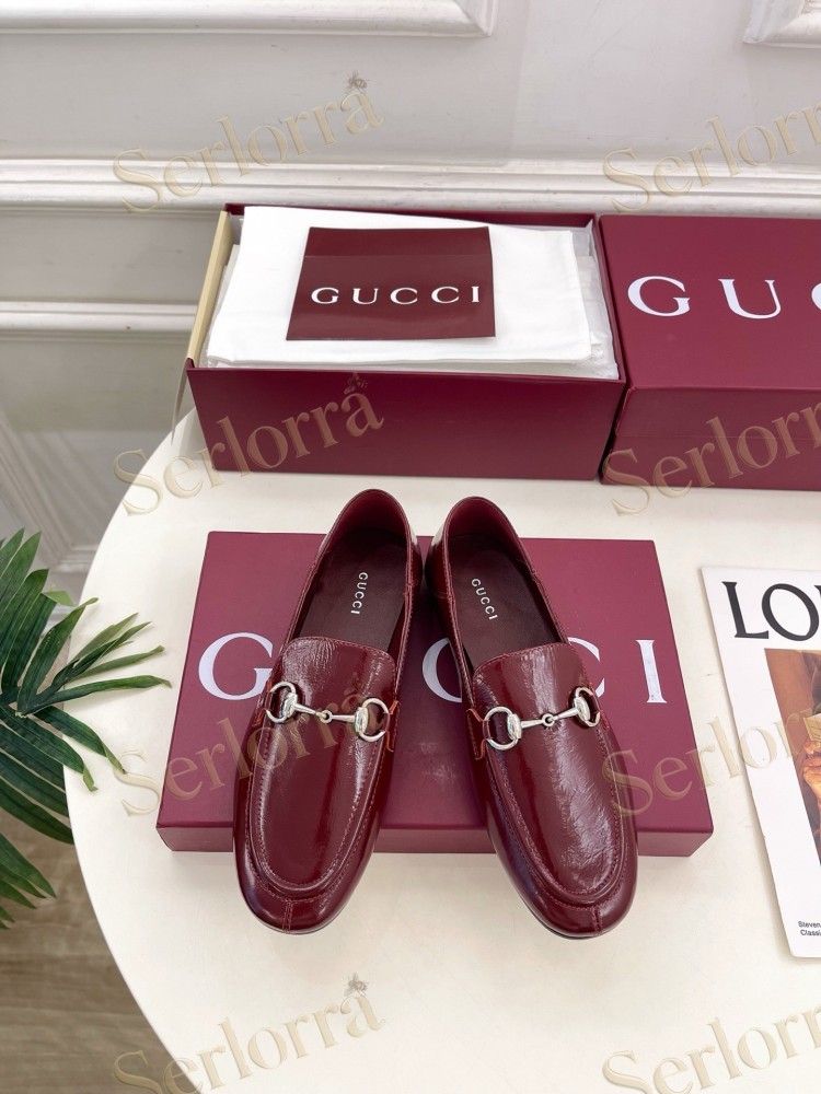 GUCCI JORDAAN HORSEBIT SMOOTH LEATHER FLAT LOAFERS