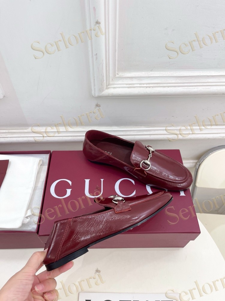 GUCCI JORDAAN HORSEBIT SMOOTH LEATHER FLAT LOAFERS