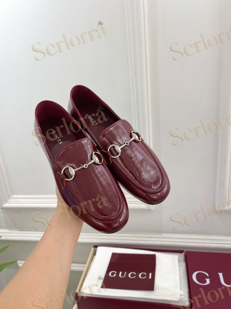 GUCCI JORDAAN HORSEBIT SMOOTH LEATHER FLAT LOAFERS