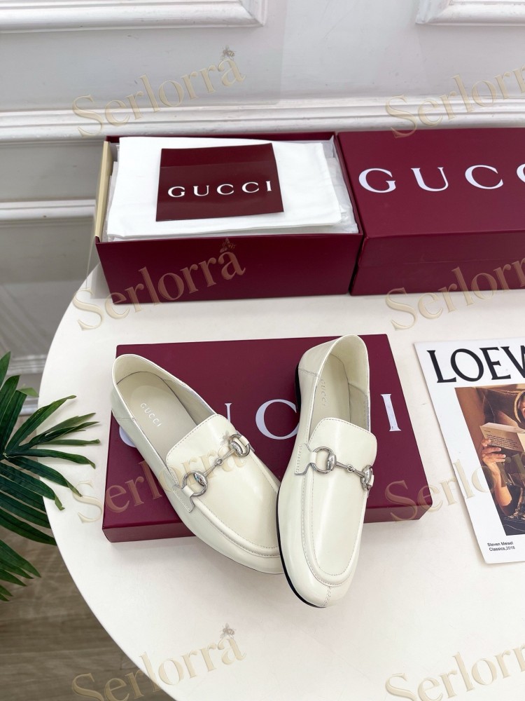 GUCCI JORDAAN HORSEBIT SMOOTH LEATHER FLAT LOAFERS