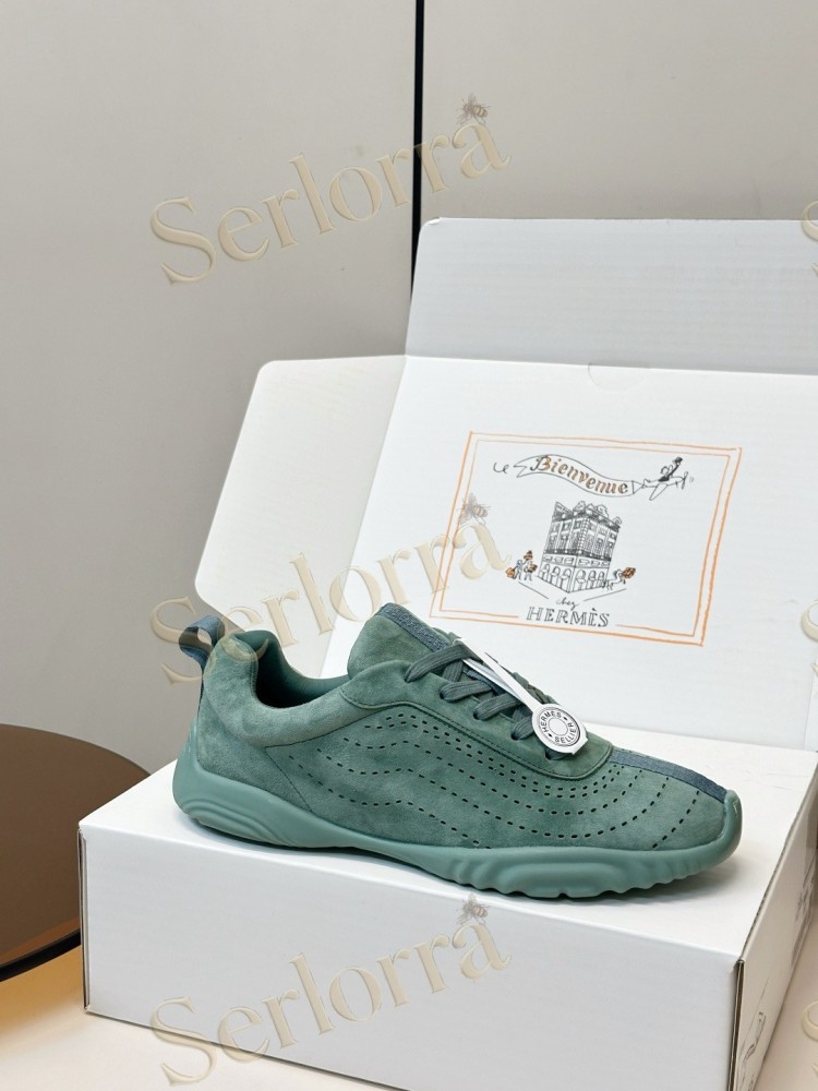 HERMÈS GOATSKIN NEON LOW-TOP LACE-UP SNEAKERS