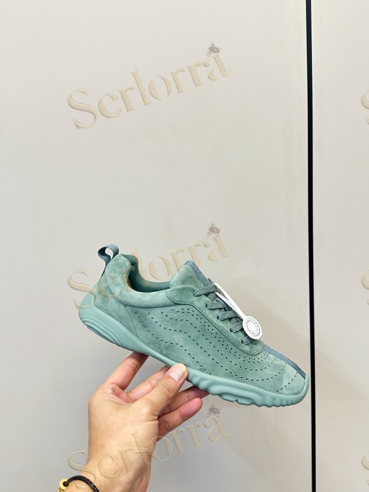 HERMÈS GOATSKIN NEON LOW-TOP LACE-UP SNEAKERS