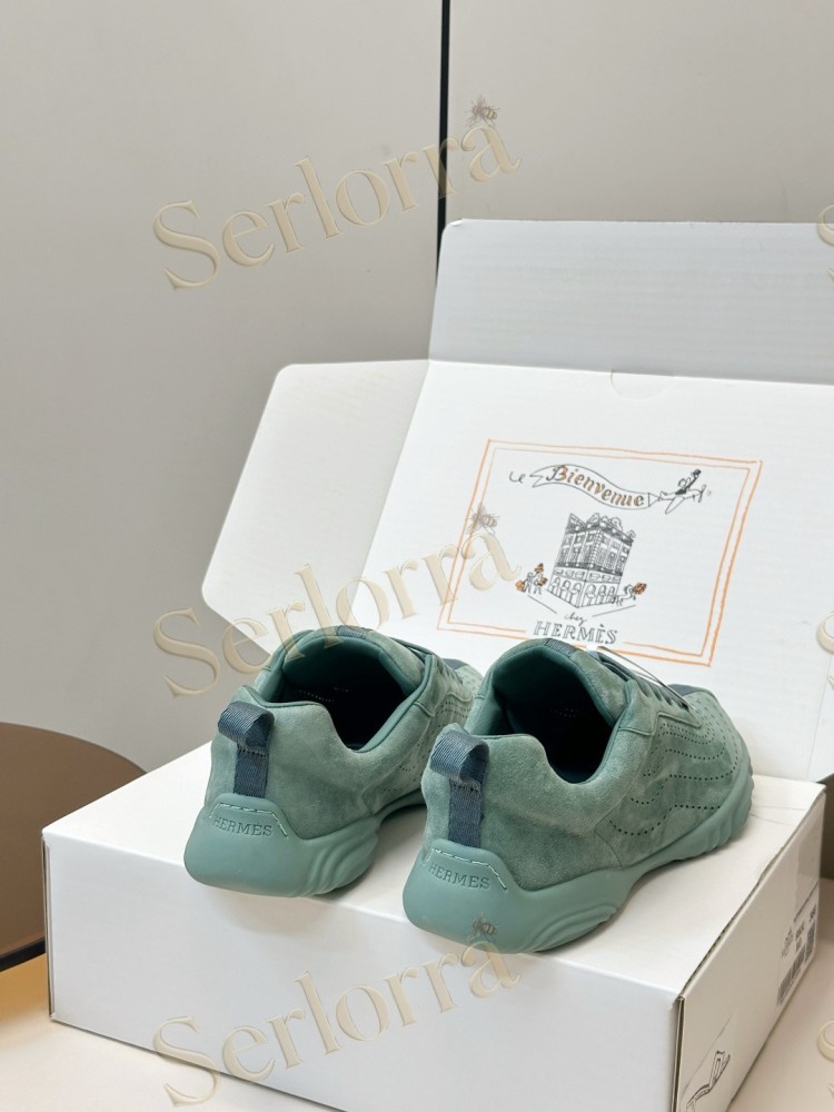 HERMÈS GOATSKIN NEON LOW-TOP LACE-UP SNEAKERS