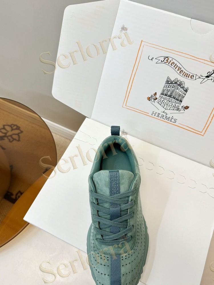 HERMÈS GOATSKIN NEON LOW-TOP LACE-UP SNEAKERS