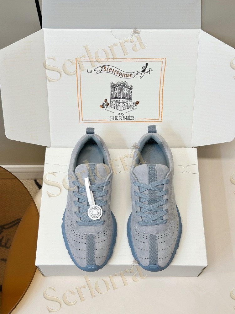 HERMÈS GOATSKIN NEON LOW-TOP LACE-UP SNEAKERS
